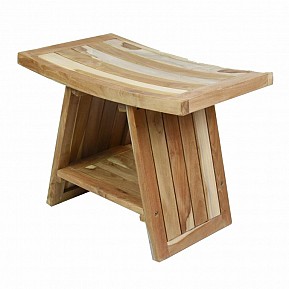 Stolička DIVERO, masivní ošetřený teak, 60 x 35 x 45 cm