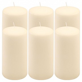 Sada sloupových svíček, 15 cm,Ø 7,5 cm, krémová, 6 ks