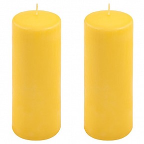 Sada sloupových svíček, 20 cm, Ø 7,5 cm, žlutá, 2 ks