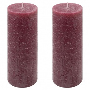 Sada rustikálních svíček, 20 cm, Ø 7,5 cm, bordó, 2 ks