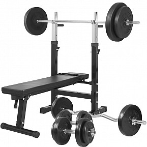 Gorilla Sports Posilovací lavice + nakládací set 100 kg