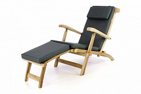 Zahradní dřevěné lehátko DIVERO Florentine + polstrování - antracit