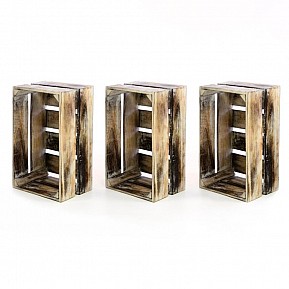 Sada 3 dřevěných bedýnek Divero 42x23cm, stylové úložné boxy