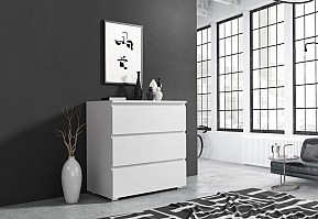 Komoda se třemi zásuvkami 80 cm, bílá