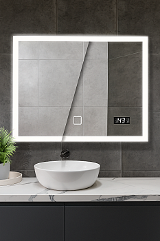 Aquamarin Koupelnové zrcadlo s LED osvětlením, 80 x 60 cm