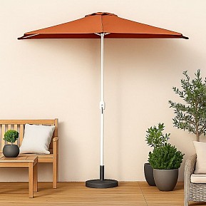 Balkonový půlkruhový slunečník 270 cm terakota + podstavec