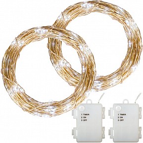 VOLTRONIC Sada 2 kusů světelných drátů 50 LED, studená bílá