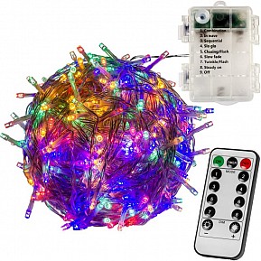 VOLTRONIC Vánoční řetěz 10 m, 100 LED, barevný, na baterie