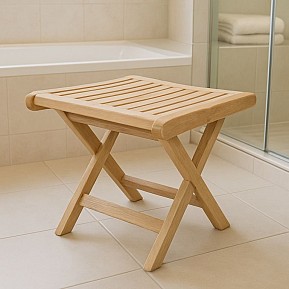 Skládací teakový stolička Divero do koupelny, 45 cm