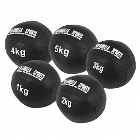 Gorilla Sports Sada kožených medicinbalů, 15 kg, černý