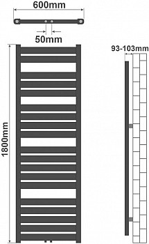 AQUAMARIN Vertikální koupelnový radiátor 180 x 60 cm, bílý