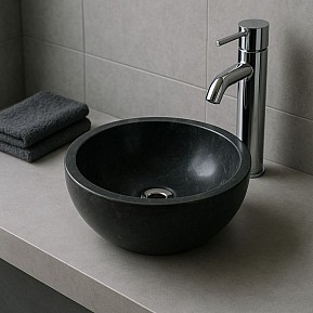 Kamenné umyvadlo leštěný mramor Ø40 cm Black