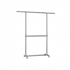 Dvojitý šatní stojan na kolečkách, výška 113–198 cm