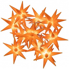 Vánoční LED hvězdy, oranžové, 10 LED, průhledný kabel