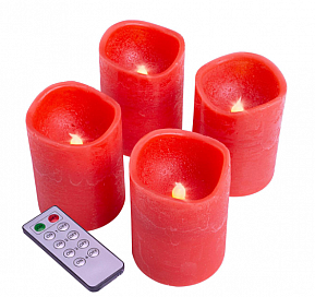 Dekorativní sada 4 adventní LED svíčky, červené