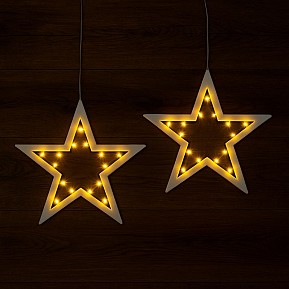 Sada vánočních hvězd, 2 kusy, 20 LED, teple bílá