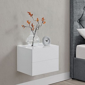Závěsný noční stolek 40x29x30 cm, 2 zásuvky, bílý
