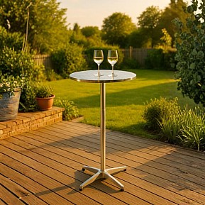 Barový stůl k stání - skládací, výška až 110 cm, průměr 60cm