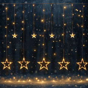 Vánoční světelný řetěz hvězdy 150 LED, teplá bílá, 8 funkcí