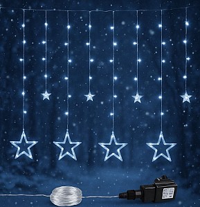 Vánoční dekorace, svítící hvězdy, 150 LED, studeně bílé
