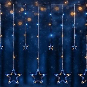 Vánoční LED řetěz hvězdy 150 LED, teplá/studená bílá, IP44