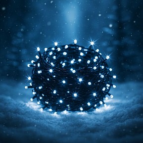 LED světelný řetěz 60 m, 600 LED, studená bílá, venkovní