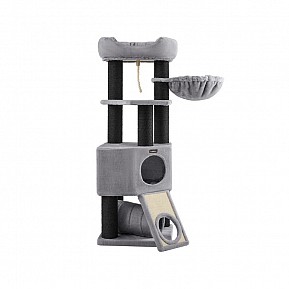 Škrabadlo pro kočky s pelíškem a jeskyní, šedý