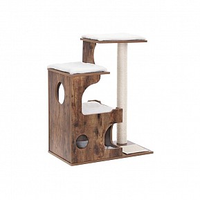 Kočičí strom s domečkem a škrabadlem, rustikální, 66×42×88cm