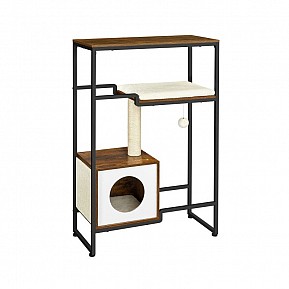 Stylový kočičí strom s domečkem, škrabadlo, 74×34×114 cm