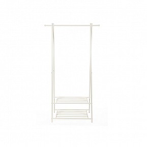 Kovový stojan na oblečení se dvěma policemi na boty, bílý