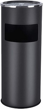 Kovový odpadkový koš s popelníkem, objem 30 l, černý, nerez