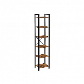 VASAGLE knihovna 6 polic, rustikální hnědá/černá