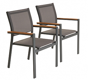 Zahradní stohovatelná kovová židle, antracit, sada 2 ks