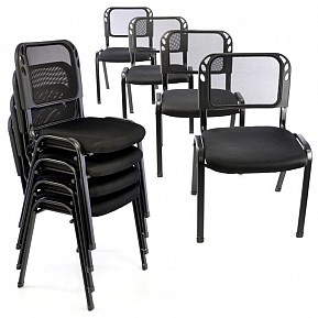 Sada stohovatelných židlí - 8 ks, černá