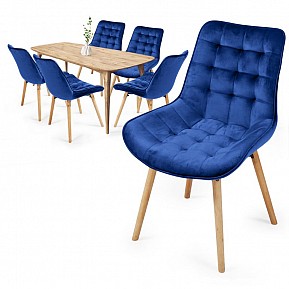 MIADOMODO Sada prošívaných jídelních židlí, modrá 6 ks