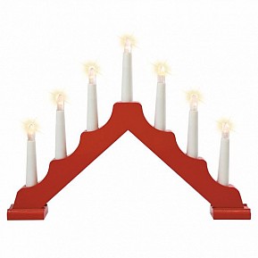 LED vánoční obloukový svícen ze dřeva, 7 teplých světel