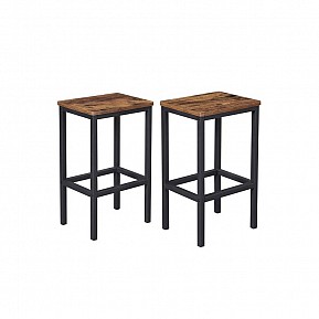 Barové stoličky set 2 ks, rustikální hnědá a černá ocel
