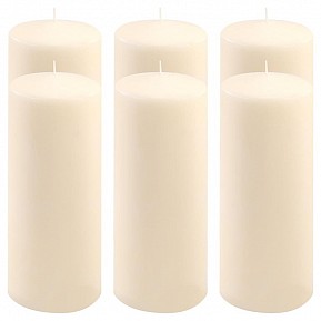 Krémová parafínová svíčka 25 cm, 30 h hoření, sada 6 ks