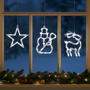 Vánoční LED ozdoby na okno – sada sněhulák, 19 - 20 cm