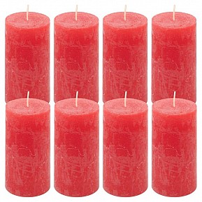 Červená parafínová svíčka rustikální 10 cm, 25 h, sada 8 ks