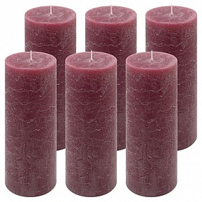 Bordó parafínová svíčka rustikální 20 cm, 90 h, sada 6 ks