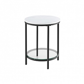 Moderní kulatý stolek s mramorovou deskou a sklem 45x55 cm