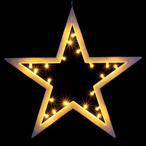 Vánoční závěsná hvězda 25,5 cm, 20 LED teple bílá