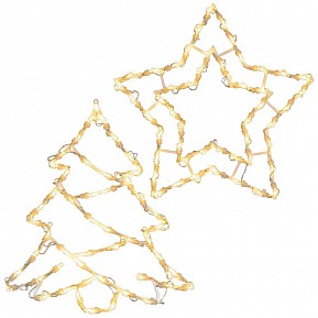 Vánoční LED dekorace, hvězda, stromek, teple bílá, 2x50 LED