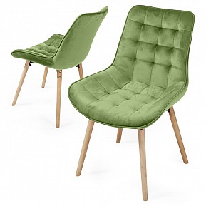 MIADOMODO Sada prošívaných jídelních židlí, zelená 2 ks