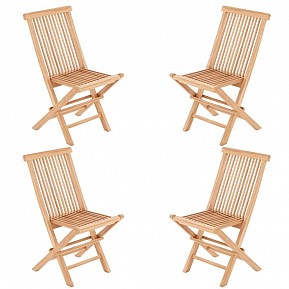 DIVERO Sada 4 skládacích židlí z týkového dřeva, 89x46x62 cm