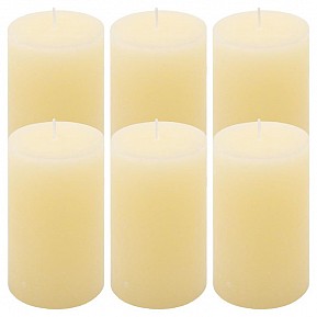 Krémová parafínová svíčka rustikální 11,5 cm, 40h, sada 6 ks
