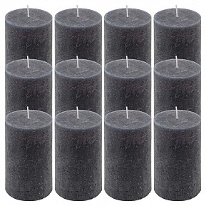 Antracit parafínová svíčka rustikální 11,5cm, 40h sada 12 ks