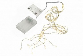 Sada 2 kusů světelných drátů na baterie, 8 LED, teple bílá