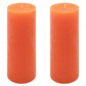 Oranžová parafínová svíčka rustikální 20 cm, 90 h, sada 2 ks